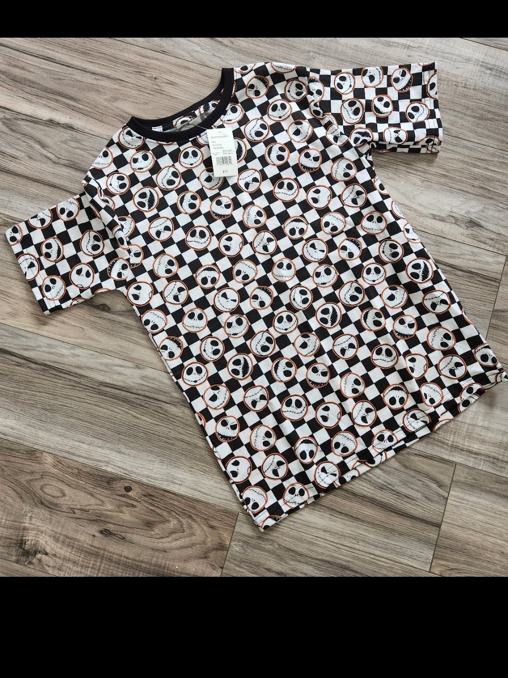 NWT! Disney Jack Skellington Checkered AOP Graphic Tee, XL 14/16